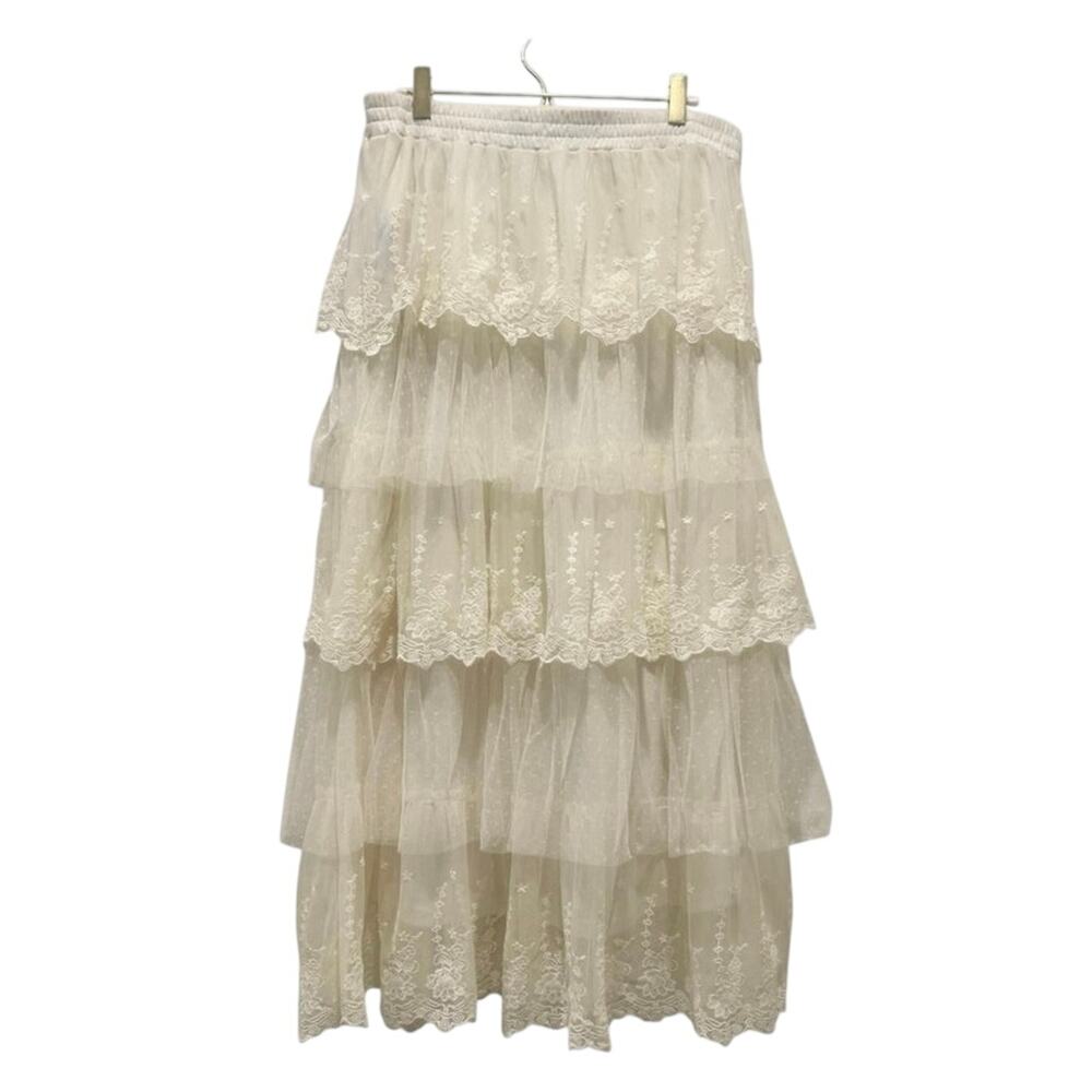 Rachel Zoe Ivory Tiered Lace Tulle Midi Skirt NWT Boho Bridal Rehearsal Party - Picture 3 of 9